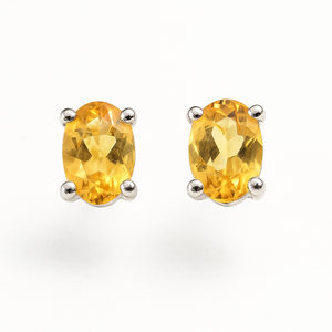 Pendientes de Botón Ovalados de Citrino para Mujer, Diseño Clásico Romántico, Plata de Ley Chapada en Rodio, para Compromiso o Aniversario, Rhaya Jewels - Product Image 4