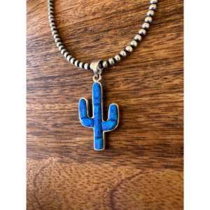 Allen Lee Cobblestone Pendant with Blue Opal & Sterling Silver Bezel Setting & Plant Shape Inlay - Product Image 3