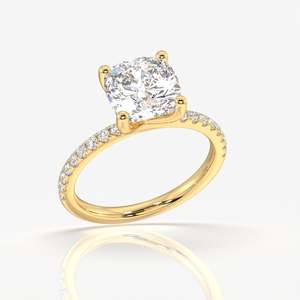 Anillo Romántico de Oro de 9K con Diamantes Cultivados en Laboratorio, Corte Cojín y Ovalado, Baño de Rodio, para Compromiso o Promesa - Product Image 3