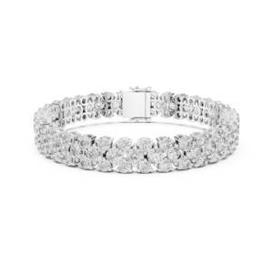 17.38 TCW Round Brilliant Cut Moissanite Two Row <b>Bracelet</b> <b>925</b> <b>Sterling</b> <b>Silver</b> Bridal Luxury Fine Jewelry Wedding Tennis <b>Bracelet</b> - Product Image 6