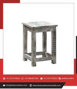 Taburete de madera antiguo hecho a mano indio, muebles de asiento modernos industriales únicos para interior y exterior, madera recuperada para dormitorio - Product Image 4