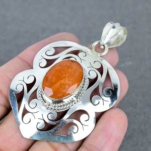 Colgante clásico con piedras preciosas de latón cornalina, colgantes y dijes de moda para regalos de fiesta, venta al por mayor, colgantes chapados en plata 925 - Product Image 3