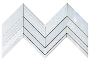 Carrelage en marbre mosaïque Chevron moderne, grand format, blanc et gris, poli, irrégulier, résistant à l'eau, écologique, épaisseur 10 mm, Hastone, pour intérieur - Product Image 2