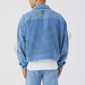 Trendy Casual <b>Denim</b> <b>Jacket</b> For Men Solid Color Cotton Jeans Outerwear <b>Lightweight</b> Slim Fit Fashionable Streetwear - Product Image 2