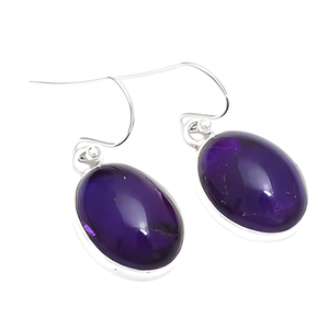Purple Oval Amethyst Gemstone 925 <b>Sterling</b> <b>Silver</b> <b>Dangle</b> <b>Earrings</b> Fashionable Classic <b>Silver</b> Plated Wedding Party Gift for Women - Product Image 4