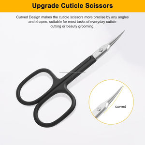 Ciseaux à cuticules incurvés noirs de qualité supérieure, personnalisés, avec manche ergonomique en acier inoxydable, outil professionnel pour les ongles - Product Image 2