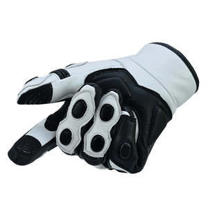 Guantes de moto para hombre, guantes de carreras de cuero amarillo y negro, protección de nudillos de carbono, ropa de carreras para motocicleta - Product Image 4