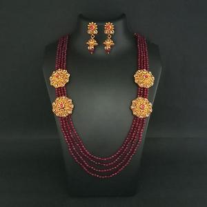 Ganpati Arts <b>Fine</b> <b>Jewelry</b> <b>Set</b>-AD Stone Beads Copper Necklace FBC0024B - Product Image 1