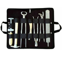 Kit d'outils de maréchal-ferrant en acier inoxydable de qualité supérieure ensemble d'outils d'entretien du sabot de 7 pièces avec sac de transport en cuir pour le soin des animaux