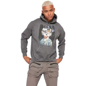 Sweat-shirts à capuche personnalisés pour hommes, poids lourd, couleur anthracite, imprimés sur mesure, coton/polyester, séchage rapide, poche kangourou sur le devant - Product Image 1