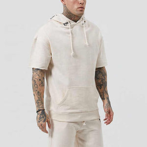Venta al por mayor personalizado pulóver sudaderas con capucha pantalones cortos y Sudadera con capucha Jogger Set Unisex alta calidad francés Terry 100% algodón hombres Sudadera con capucha conjunto corto - Product Image 2
