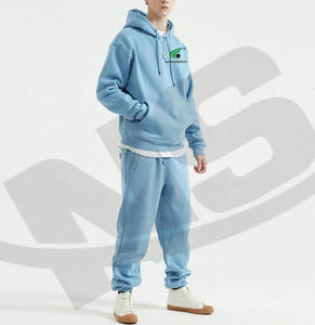 Traje de sudor en blanco con etiqueta privada para hombre, chándal liso con logotipo personalizado, conjunto de Jogger de dos piezas, ropa deportiva de entrenamiento de moda al por mayor - Product Image 1