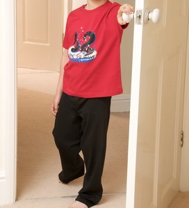 Pyjamas longs en jersey de coton 100%, ensembles de vêtements pour garçons à motif solide - Product Image 1