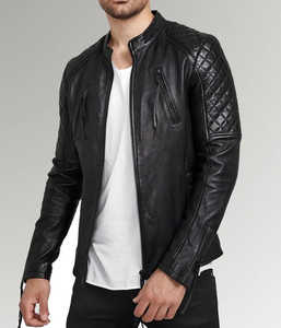 Chaqueta de Invierno para Hombre de Diseño Superior, Cuello Alto, Manga Larga, Cuero Genuino, Impermeable, Transpirable, con Logotipo Personalizado, Personalizable, Estilo Moto - Product Image 1