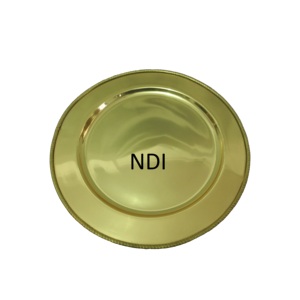 Assiette de présentation élégante en acier inoxydable avec bordure décorative de forme arrondie et finition dorée pour hôtels et mariages - Product Image 6