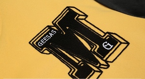 Custom Design Yellow Color Retro Classic Crop Letterman <b>Jacket</b> Oem Chenille Logo Streetwear Outfit Mens Varsity <b>Jacket</b> - Product Image 3