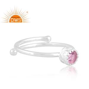Anillo apilable de piedras preciosas de amatista Rosa Natural de plata de ley fina de la mejor calidad, fabricante de joyería personalizada - Product Image 3