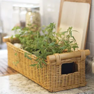 Best Selling <b>Vintage</b> Rattan Storage Basket Rectangle Customized OEM Designs for <b>Kitchen</b> Dining Room Quality Product Vietnam - Product Image 2