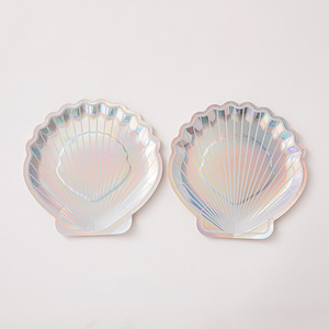Seashell Paper <strong>Plates</strong> <strong>Mermaid</strong> <strong>Party</strong> Supplies Glitter Iridescent Disposable <strong>Plates</strong> for Wedding Bridal Shower <strong>Party</strong> Decorations - Product Image 6