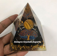 Pirámide de orgonita Piedra preciosa Bola de ojo de tigre Energía positiva Árbol DE LA VIDA Pirámide de orgonita de venta al por mayor directa de la India