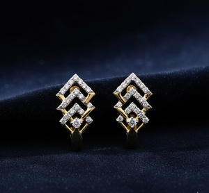 Pendientes de Aro de Circonita de Triple Nivel de Lujo, Pendientes Geométricos de Diseño Moderno para Mujer, Aniversario - Product Image 2
