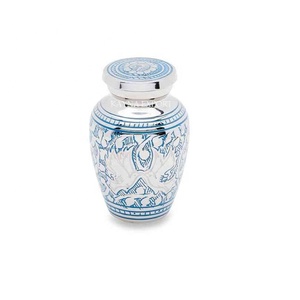 Venta directa de fábrica Urna de cremación de metal personalizada Diseño de etiqueta privada OEM para recuerdo de cenizas humanas para suministros funerarios de bebés - Product Image 1