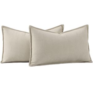Madizz Balıksırtı Dokuma Şönil Yastık Kılıfı Seti 2 Yumuşak Kısa Dekoratif Lüks Stil Kanepe Yatak Odası 30x50cm Bej Fermuar - Product Image 1