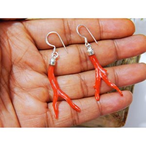 Pendientes Elegantes de Plata de Ley 925 Estilo Italiano con Cristal y Piedra Preciosa de Coral en Bruto, Regalo Perfecto para Niñas y Mujeres, Código E0620-GS - Product Image 2