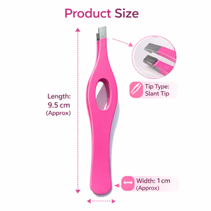 Pince à épiler professionnelle en acier inoxydable à pointe inclinée, manche ergonomique rose, outil de beauté pour l'épilation de précision - Product Image 4