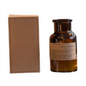 Bernsteinfarbenes Apotheker-Glasgefäß mit Korkdeckel Runder Aufbewahrungsbehälter für Kerzenherstellung Ätherisches Öl Diffusor Raumduft - Product Image 1