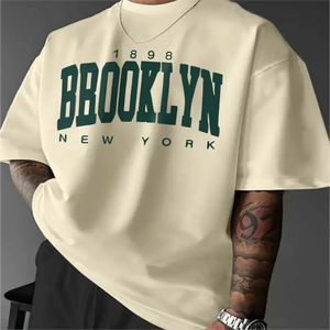 Camiseta de Algodón de Punto Sólido Estilo Hip Hop, 100% Algodón, Cuello Alto, Manga Corta, para Hombre, Alta Calidad, Superventas, Precio Razonable - Product Image 1