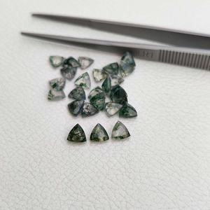 Ágata de musgo Natural de 4mm facetado trillón corte AAA calidad verde piedra preciosa suelta última joyería del fabricante en línea India - Product Image 1