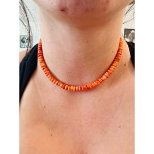 Southwest Handmade Spiny Oyster & Sterling <b>Silver</b> Beaded <b>Choker</b> Necklace with Coral for Gift - Product Image 2