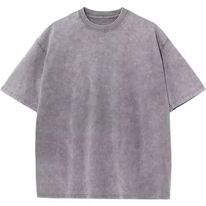 Logotipo personalizado estilo único hombres lavado con ácido Vintage camisetas OEM corte perfecto de gran tamaño hombro caído camisetas con logotipo - Product Image 4