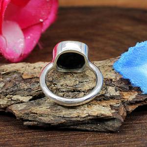 92.5 <b>Silver</b> Druzy Gemstone <b>Ring</b> Cushion Shape Dainty <b>Statement</b> Fine Jewelry Rhodium Plating Setting Black Druzy Gemstone <b>Ring</b> - Product Image 5