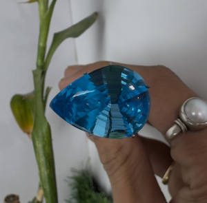 Pan Shape Buff Top Topacio azul suizo natural para hacer collar de anillo 13*18mm tamaño todos los tamaños disponibles - Product Image 5