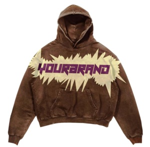 Logo personnalisé, streetwear d'hiver brodé, French Terry 500 g/m², 100 % coton, coupe ample, effet délavé à l'acide, coupe courte, style boxy - Product Image 1