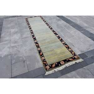 Alfombra turca de área grande, diseño clásico de retazos en verde y negro, Material de lana de 1,5x2,9 pies con respaldo de látex, nuevo modelo para sala de estar - Product Image 2