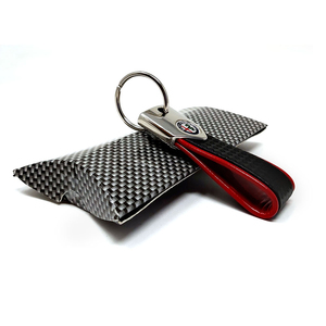 Elite Alfisti portachiavi di lusso in carbonio con Logo Alfa Romeo colori-rosso carbonio moderna chiave in carbonio per protezione auto - Product Image 3