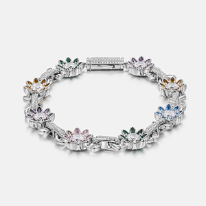 Sparkling Zircon Diamond <b>Charm</b> Tennis Bracelet Yellow Gold Micro Pave Setting Hip Hop Style Gift for Unisex - Product Image 2