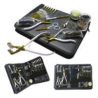 Kit d'outils professionnels pour extensions de cheveux en acier inoxydable de qualité chirurgicale, incluant des fils de tissage capillaire, des pinces à micro-perles et des micro-liens