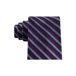 Cravatta da uomo Tommy Hilfiger Village Classic in seta rossa, taglia normale, con design a righe testurizzate - Product Image 2