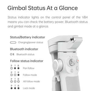 Estabilizador de teléfono inteligente <span class=keywords><strong>Feiyu</strong></span> VB4 Kit con seguimiento facial, luz de relleno, gimbal de 3 ejes, palo selfie integrado y seguimiento inteligente por IA. - Product Image 4