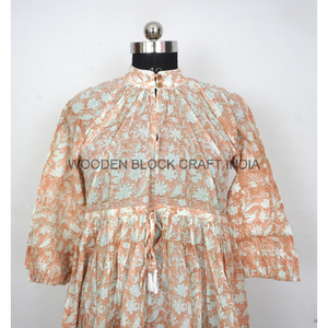 Vestido Maxi de Algodón Natural Lavable Hecho a Mano para Mujer, Cuello en V, Manga Larga, Botones, Estampado de Leones y Bosques, Estilo Bohemio Vintage - Product Image 2