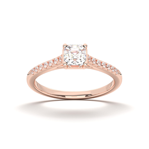 Anillo de compromiso de diamante de corte redondo y moissanita de calidad de 0,70 quilates, de oro sólido para mujer, conjunto de puntas - Product Image 5