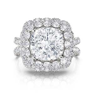 Bague de fiançailles Jeulia Vintage en argent sterling torsadé à motif floral avec moissanite taille coussin - Product Image 1