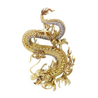 Collier pendentif dragon plaqué or 14 carats personnalisé, style hip-hop, avec moissanite, argent glacé, unisexe, cadeau, bijoux de fête