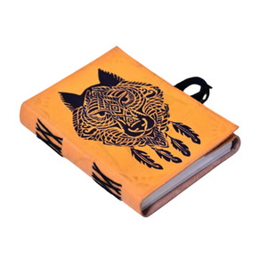 Handmade Antique Orange Leather Tạp Chí Thẩm Mỹ Tiger Mặt Lông Dập Nổi Tùy Chỉnh Vẽ Tấm Khuyến Mại Máy Tính Xách Tay - Product Image 4