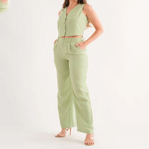 มาใหม่โลโก้ที่กําหนดเองพิมพ์ผู้หญิงชุดลําลองสําหรับฤดูหนาวสวมใส่/ร้อนขายผ้าฝ้าย 100% สีทึบผู้หญิง Cropped ชุด - Product Image 3