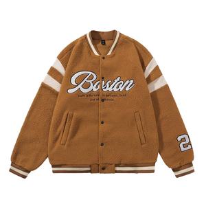 Manufacturer's Wholesale Men's Personalized High Street Vintage Style Varsity Jacket Hot Selling <b>Sherpa</b> Dyed Winter Season - Product Image 1